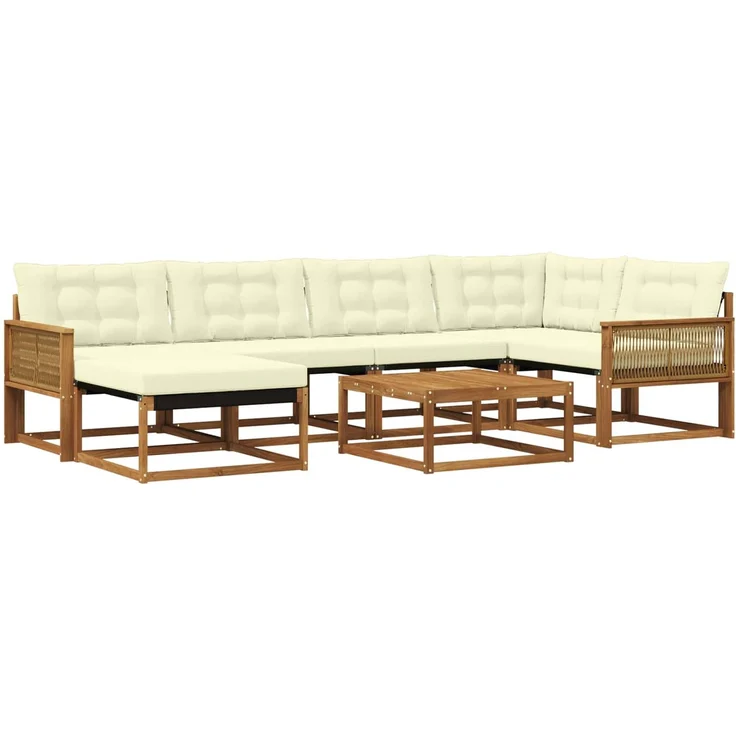 vidaXL Outdoor-Sofagarnitur 7 stk. 6-Sitzer Natur und Creme 3381554 – Bild 2
