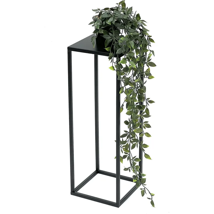 DanDiBo Beistelltisch/Blumenhocker Eckig, Metall Schwarz, 50 x 18 x 18 cm