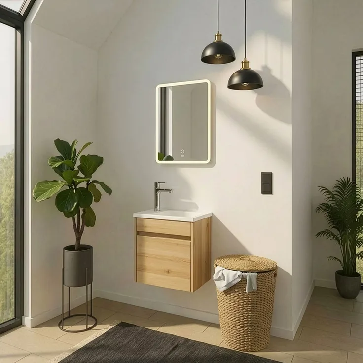 HOME DELUXE Badmöbel Komplettset BORKUM – Eiche