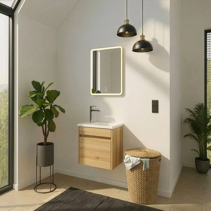 HOME DELUXE Badmöbel Komplettset BORKUM – Eiche – Bild 1