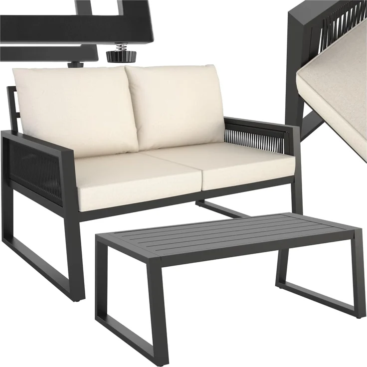 tectake Gartenlounge-Set Captive, (Set, 2-tlg), Extra dicke und große Sitzpolster und Rückenkissen – Bild 1