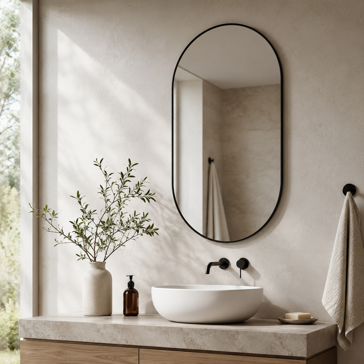 Badspiegel 50 × 80 cm mit schwarzem Aluminiumrahmen – 5 mm HD Silberspiegel, Sicherheitsfolie, klare Reflexion, horizontal & vertikal montierbar--Silber--80x50x3cm--YOUDENOVA – Bild 3