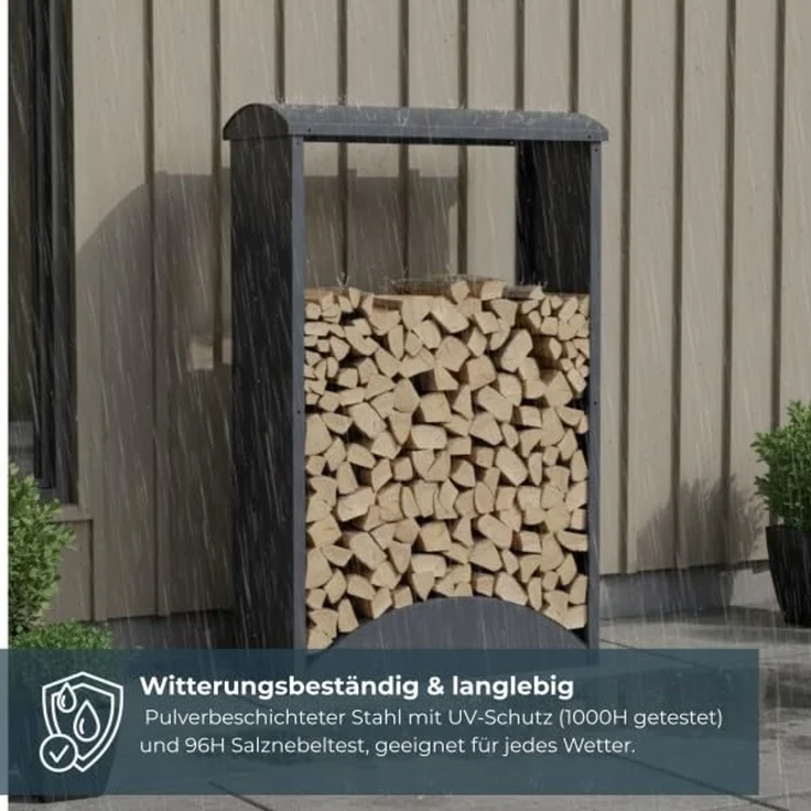osoltus Brennholzregal Kaminholzregal Metall Anthrazit H 160 cm B 98 cm – Bild 5