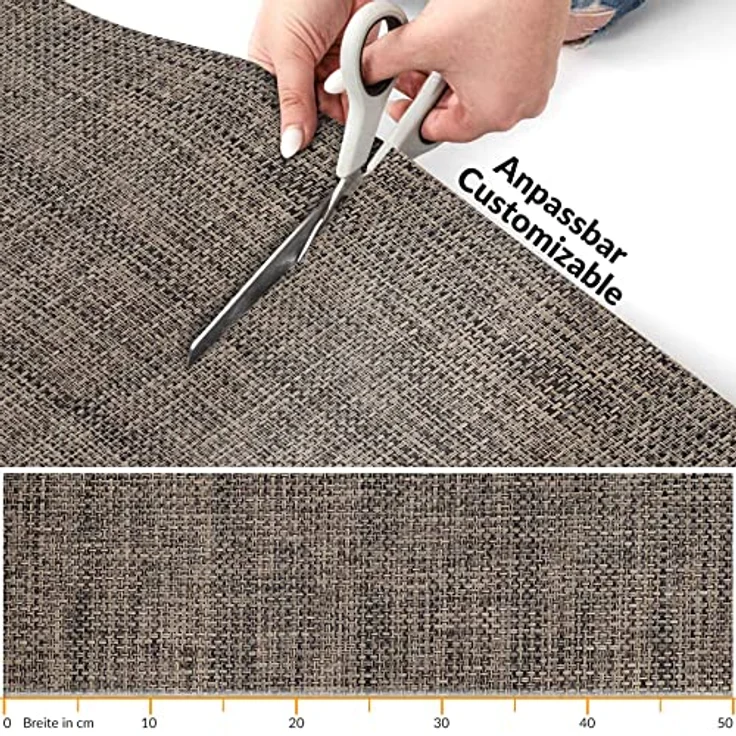 ANRO TATAMI Küchenläufer, hochwertiger Outdoorläufer in Braun, eckig, 50 x 100 cm, 3 mm Höhe, Rattanoptik, Fußbodenheizungs- und trittschaalldämmend – Bild 5