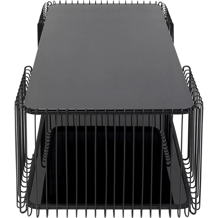 Kare Design Couchtisch Wire Double, Schwarz, Pflegeleicht Sicherheitsglas, Wohnzimmertisch, Stahlgestell, Tischplatte aus Glas, Wohnzimmer, Rechteckig, 42 x 120 x 60 cm (H/B/T) – Bild 5