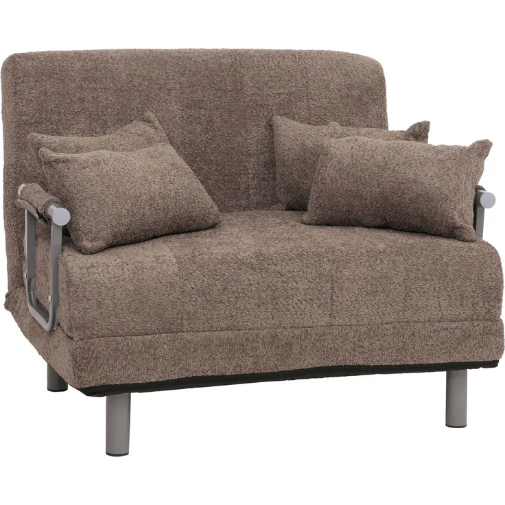 Mendler Schlafsessel HWC-K29, Klappsessel Schlafsofa Gästebett, Liegefläche 190x100 cm, Stoff Bouclé (500g/m²) ~ hellbraun – Bild 9