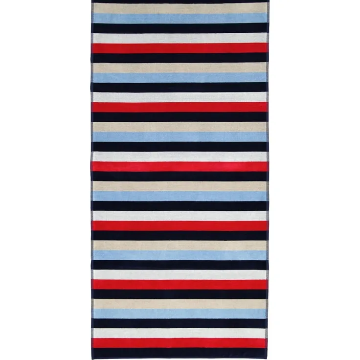 Cawö Velours Strandtuch Beach Streifen multicolor|80x180 cm