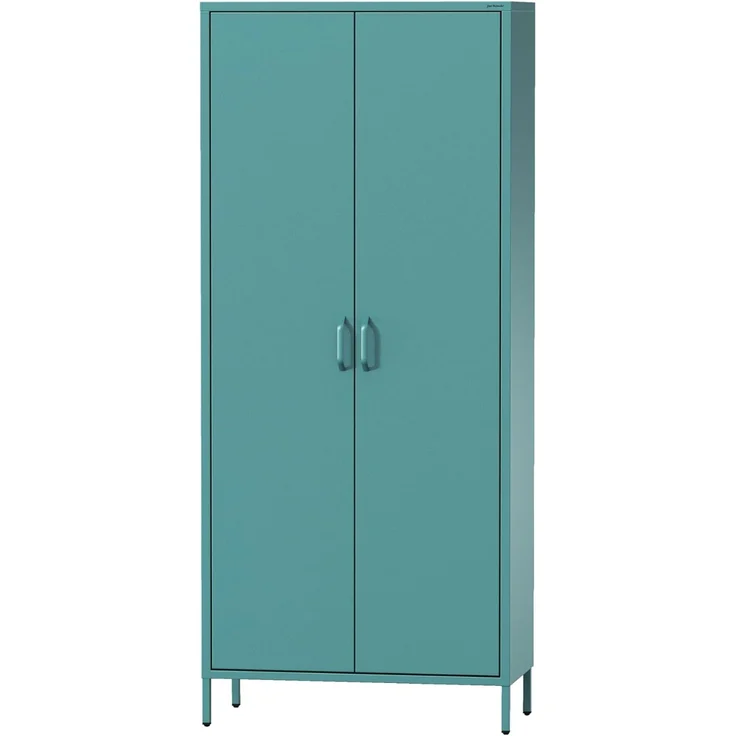 Jan Nowak Kleiderschrank 2 Türig, Metallschrank Glitzernd - Flavio | Ablagen, Kleiderstange, Magnetverschluss | Geräumiger Garderobenschrank Schlafzimmer, Kinderzimmer | 80 x 185 x 45 cm | Marine