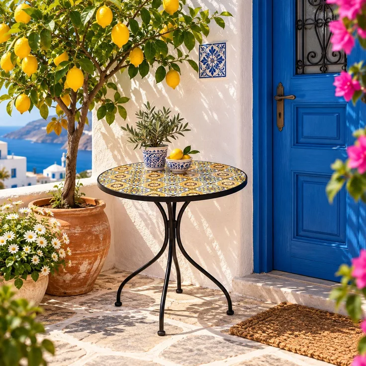 Mosaik Mosaiktisch Gartentisch Bistrotisch Tisch Outdoor Ø60x70cm