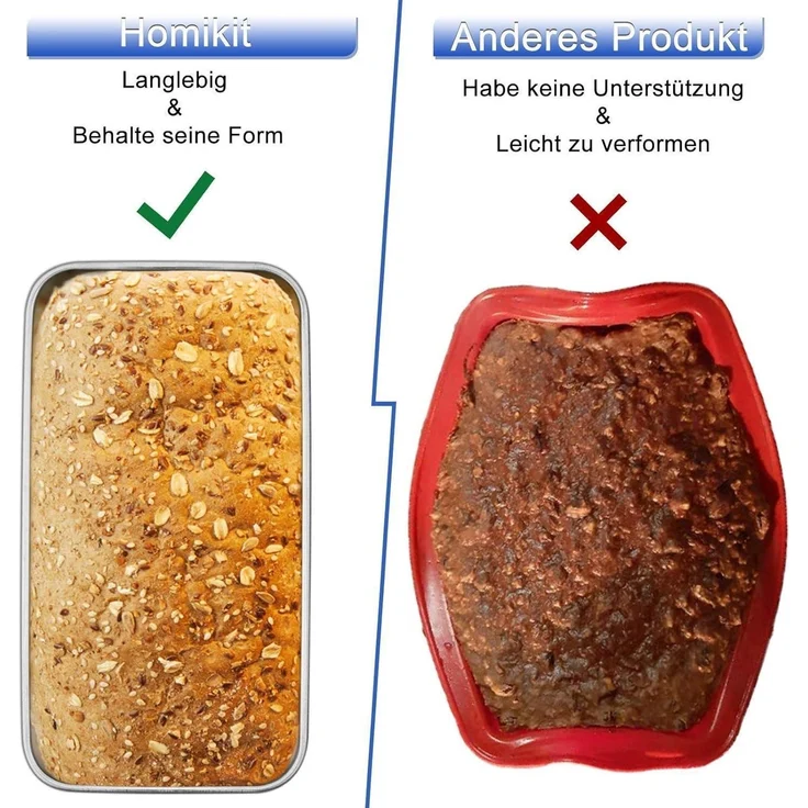 Homikit Edelstahl Kastenform 2er-Set Brotbackform 23,5cm x 12,6cm x 6cm – Bild 4