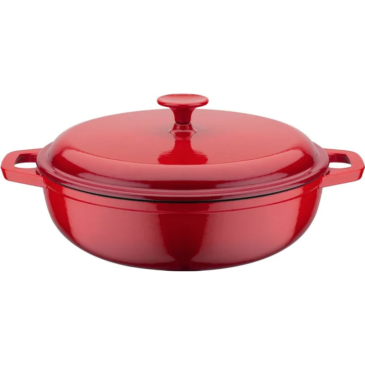 GSW Schmortopf Red Shadow, Gusseisen, Dunstzapfen im Deckel zum Garen im eigenen Saft, Induktion, Ø 30 cm