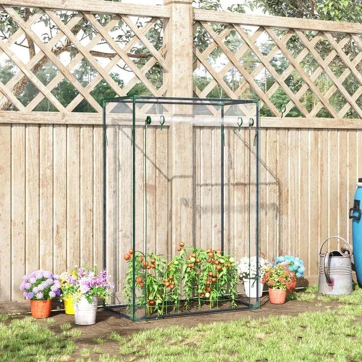 MELAYR, Gartengewächshaus, Balkongewächshaus, Verstärkte PVC-Plane, Stahlrahmen, 79 x 12,5 x 12,5 cm, Transparent – Bild 4