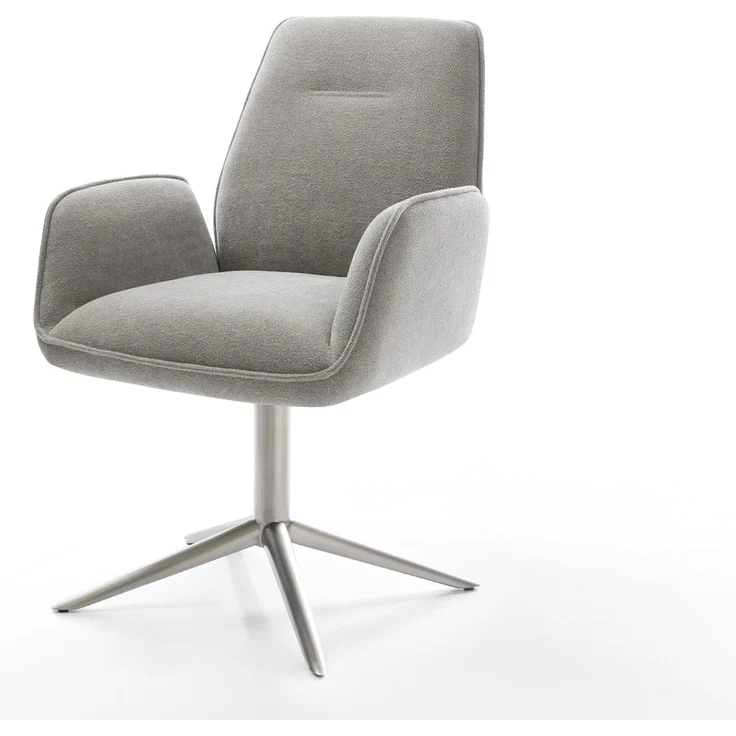 Drehstuhl Zoa-Flex Strukturstoff Soft Grau Fußkreuz Edelstahl 360° drehbar Wippfunktion Taschenfederkern – Bild 1