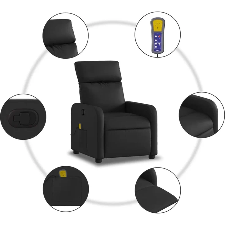 vidaXL Massage-Relaxsessel Schwarz Kunstleder 3206875 – Bild 5