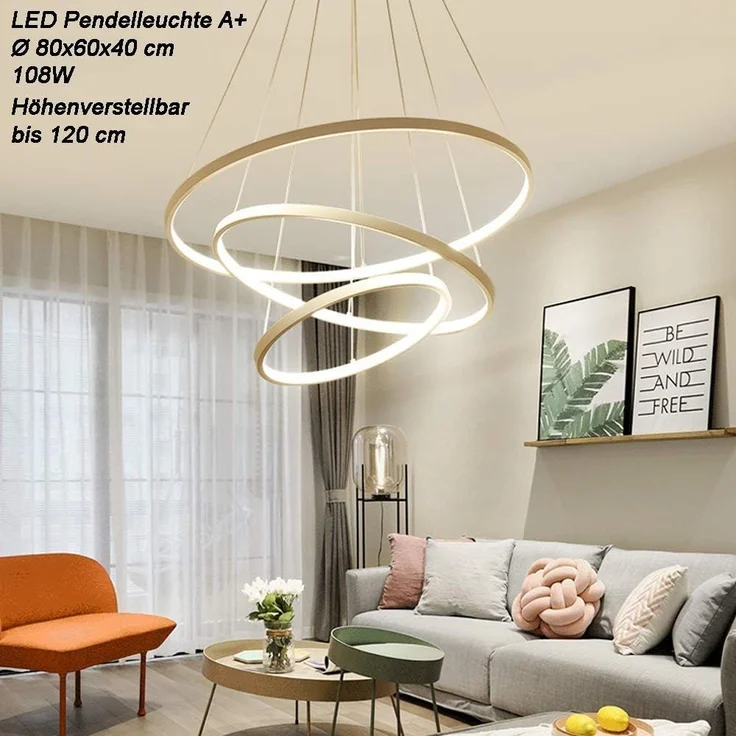 Euroton LED Pendelleuchte LED Pendelleuchte 2130 LED Hängelampe mit Fernbedienung, LED fest integriert, kalt - warm, 7000 k - 3000 k stufenlos einstellbar – Bild 5
