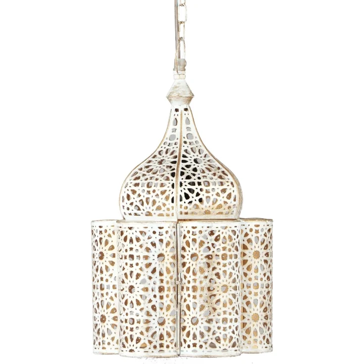 Marrakesch Orient & Mediterran Interior Pendelleuchte Orientalische Lampe Pendelleuchte Feryal Weiss, Handarbeit – Bild 2