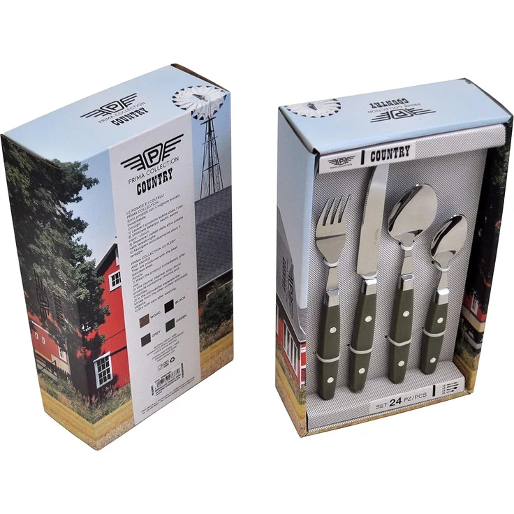 PINTINOX Besteck-Set Country (24-tlg), 6 Personen, Edelstahl 18/0, Kunststoff, Kunststoffgriff in Holzoptik, spülmaschinengeeignet – Bild 3