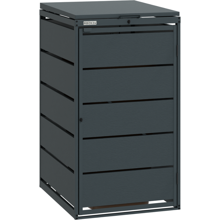 MBOX24 Classic Mülltonnenbox für 1 Mülltonne (240L) aus verzinktem Stahl, 1er Metall Mülltonnenverkleidung in Anthrazit, robust & wetterfest