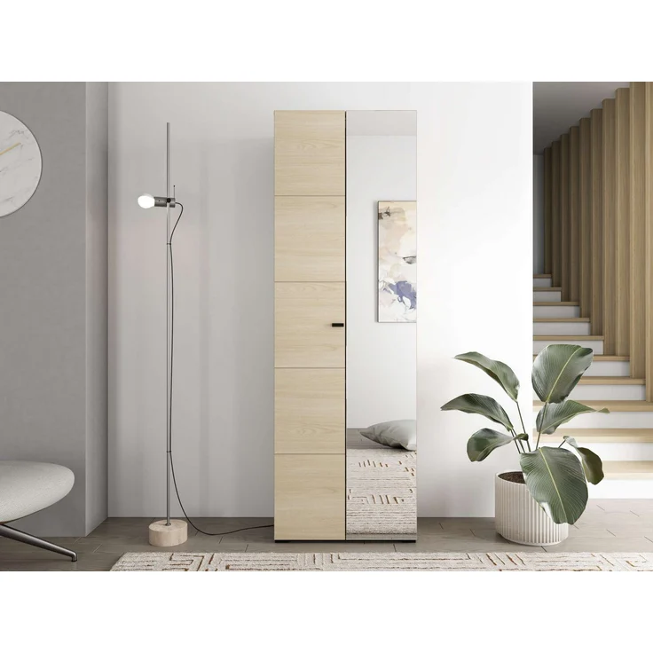 Home affaire Garderobenschrank Rathlin, Stauraumschrank, Flurschrank, ausziehbare Kleiderstange Spiegeltür, Gesamtbreite 64 cm, drei Regale – Bild 1
