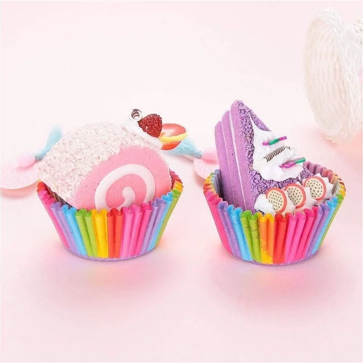 FELIXLEO Muffinform 200 Stück Muffinförmchen Papier Cupcake Wrapper Regenbogen, (1-tlg) – Bild 2