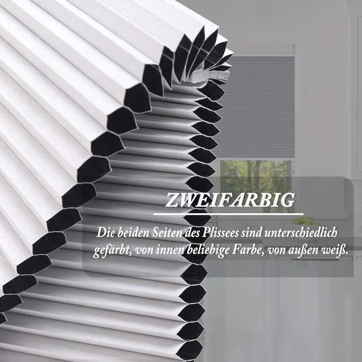 WOLTU Wabenplissee ohne Bohren Verdunklung Thermo Doppelplissee Klemmfix Zweifarbig 60x120 cm Weiß-Weiß, Plissee Faltrollo Sonnen-, Sicht- & Schallschutz, Jalousie Plisseerollo für Fenster & Tür – Bild 5