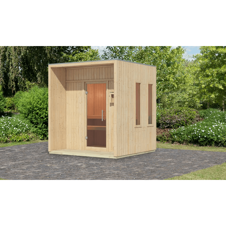 Karibu Sauna Arcadia ohne Ofen in zwei Farben erhältlich naturbelassen