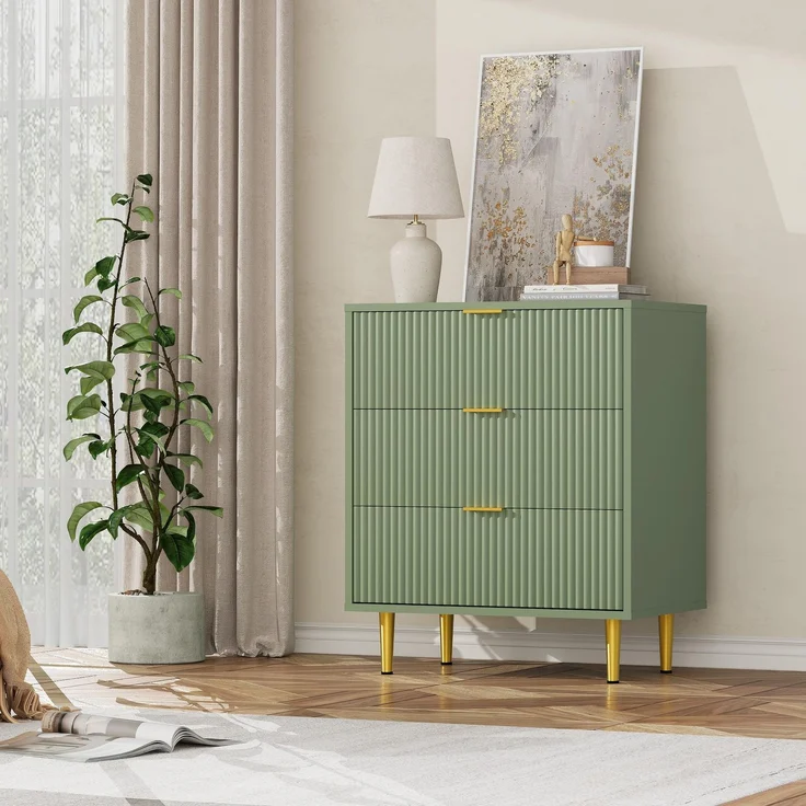 Garvee Kommode mit 3 Schubladen 60×40×75cm - Kommodenschrank Kommode Sideboard schmal Modern, Schubladenkommode Schränkchen für Wohnzimmer Schlafzimmer Kinderzimmer