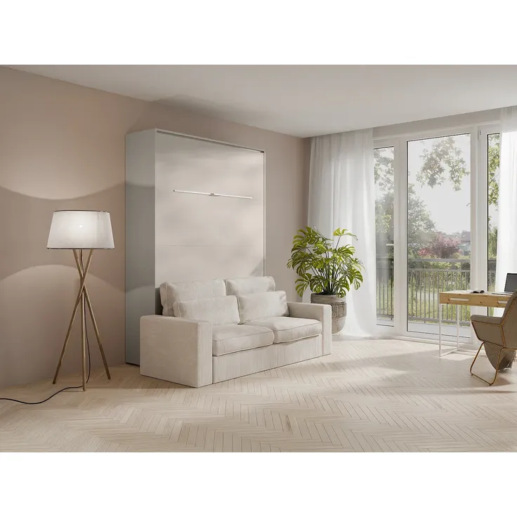 Vente-unique - RAPILI Bett Holz, Platte Beige - B 133 cm239,2 cm x H 225,2 cm x L 180 cm