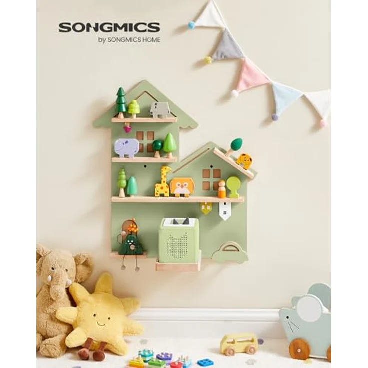 SONGMICS Regal für Toniebox, Wandregal für 35 Figuren, Kinderregal, einfache Montage, Kinderzimmer, Wohnzimmer, GKR801C10 – Bild 3