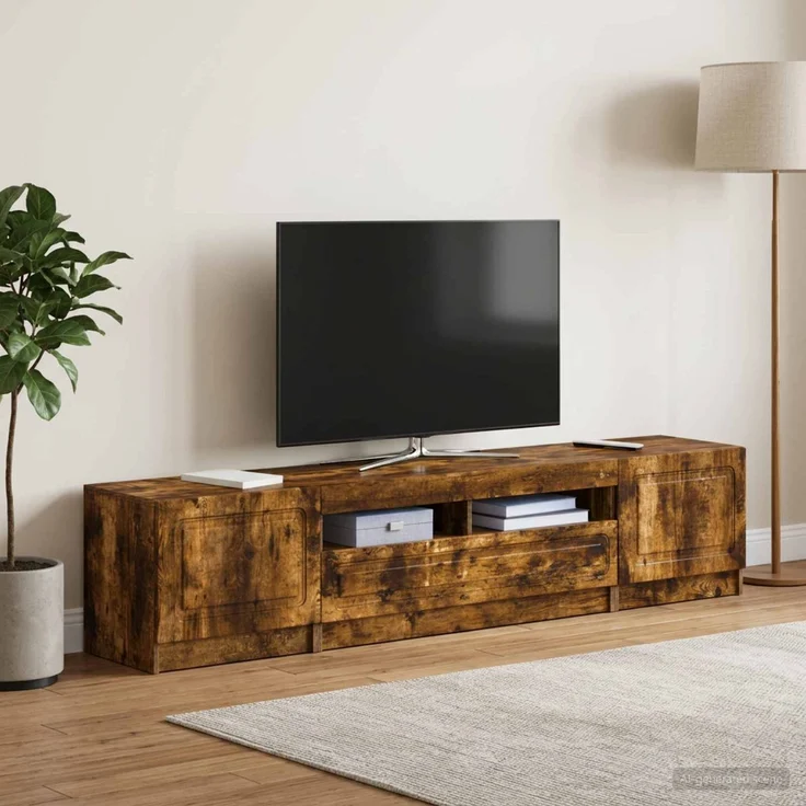 vidaXL LED-TV-Schrank UTRECHT 3 stk. Raucheiche Holzwerkstoff 3417007 – Bild 3
