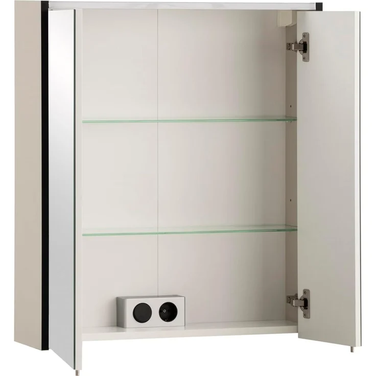 Schildmeyer Badmöbel-Set Edda 702056, Spiegelschrank, Waschbeckenunterschrank, Hochschrank, cremebeige – Bild 3