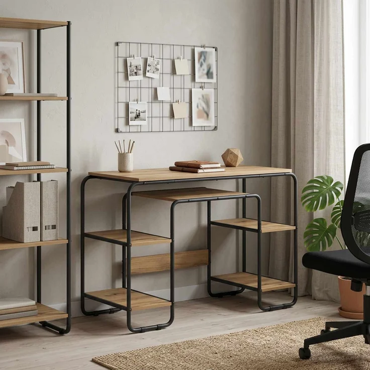 vidaXL Schreibtisch mit Stauraum Artisan-Eiche 113,5 x 52 x 75,5 cm 8008037 – Bild 1