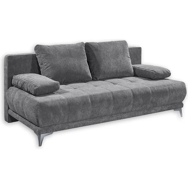 Couch Jenny Schlafcouch Bettsofa Schlafsofa Sofabett Funktionssofa ausziehbar dunkelgrau 203 cm