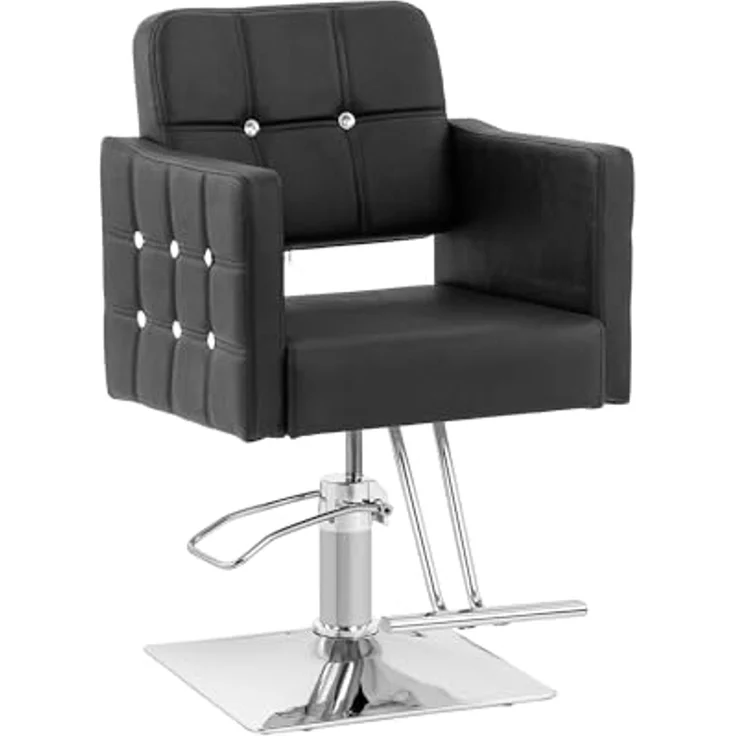 Physa Armlehnstuhl Friseurstuhl mit Fußstütze höhenverstellbar Barber-Stuhl 150 kg Cottam, Schwarz – Bild 1
