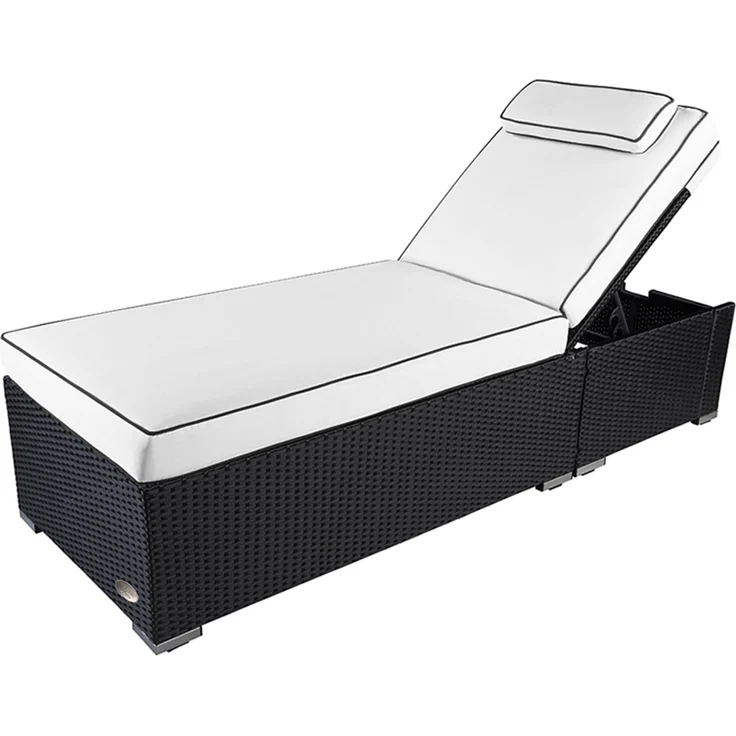 Sonnenliege Verona High mit Rollen und Auflage Creme-Weiss, Farbe Schwarz – Bild 1