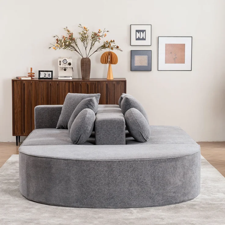 ZUBALIYA Modulares Sofa mit Chenille - Bezug, mit breiten Armlehnen, modular aufgebaut, mit Schaumstoffpolsterung – Bild 9