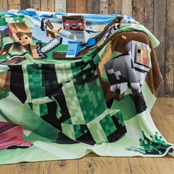 Wohndecke Minecraft 160x200 cm, Sofadecke für Gaming Fans der Spielkonsole, MTOnlinehandel, Fleece-Decke, Überwurf, kuschelweich, passend zur Bettwäsche – Bild 4