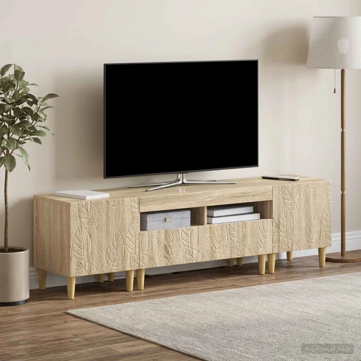 vidaXL 3-teiliges LED TV Regal DELFT Sonoma-Eiche Holzwerkstoff 3416759 – Bild 1