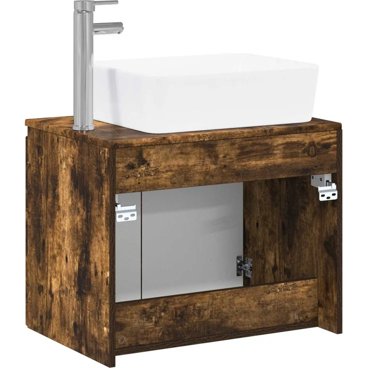 vidaXL Waschbeckenschrank Geräucherte Eiche 62,5 x 44,5 x 80 cm 3404335 – Bild 7