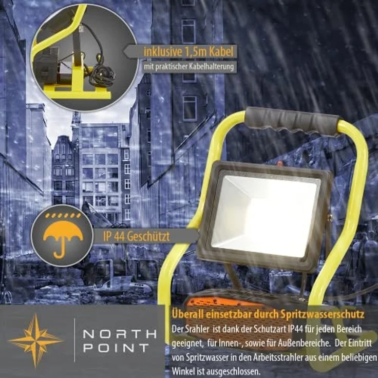 Northpoint LED Baustrahler 30W 4000K Tageslichtweiß mit Bluetooth Lautsprecher IP44 – Bild 5