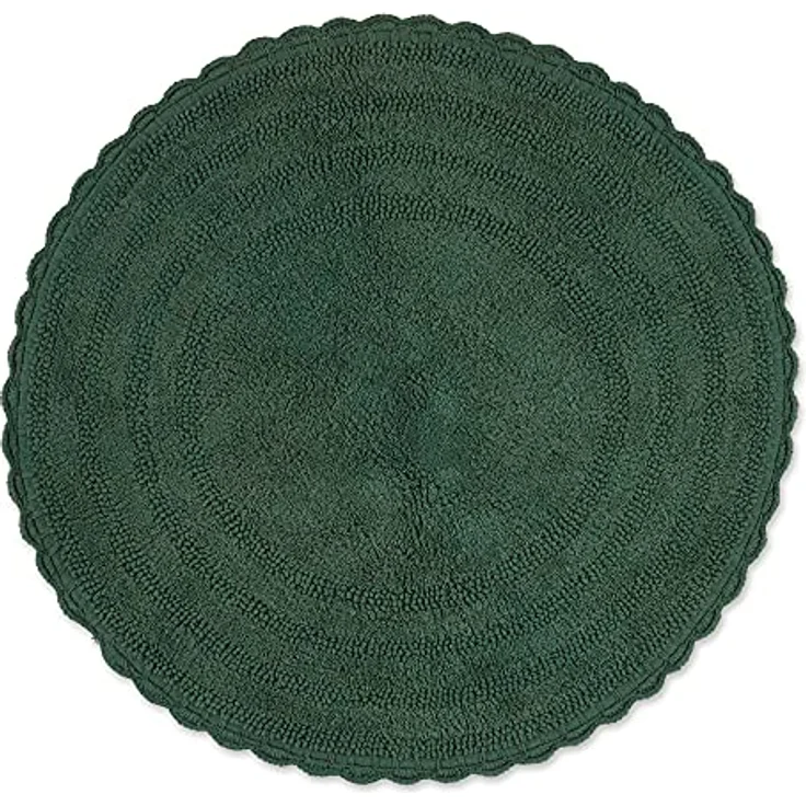 DII Crochet Collection Wende-Badematte, rund, 69,8 cm Durchmesser, Dunkelgrün. – Bild 2