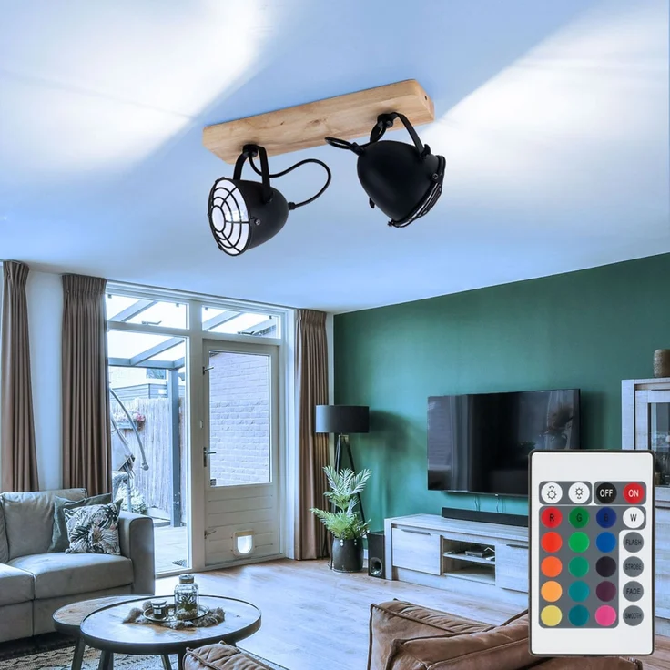RGB LED Deckenleuchte, Metall, Spots beweglich, L 36 cm – Bild 2