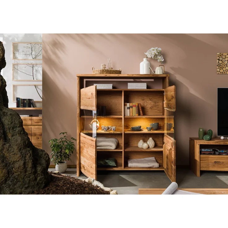 Highboard Wildeiche 131x45x147 natur geölt PURE OAK #105 – Bild 4