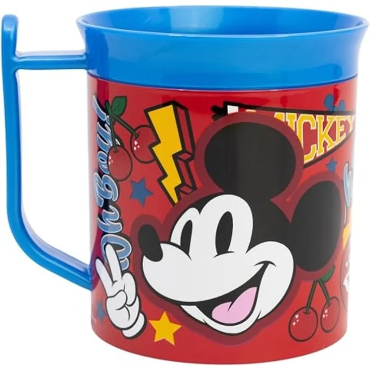 Disney Mickey Mouse Becher Mikrowellengeeigneter Kunststoffbecher 400 ml – Motivbecher für Kinder – Bild 1