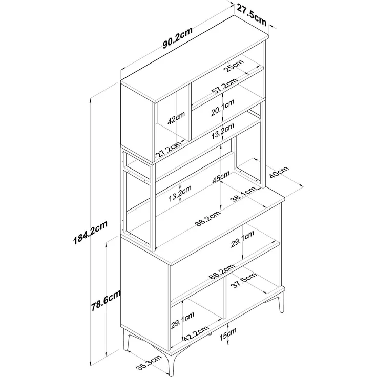 Skye Decor 'JE193 - 3799' Mehrzweckschrank, Walnuss / Weiß, 90,2 x 184,2 x 40 cm – Bild 9