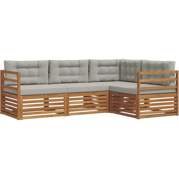 vidaXL Outdoor-Sofagarnitur 4 stk. 4-Sitzer Natur und Hellgrau 3373361 – Bild 2