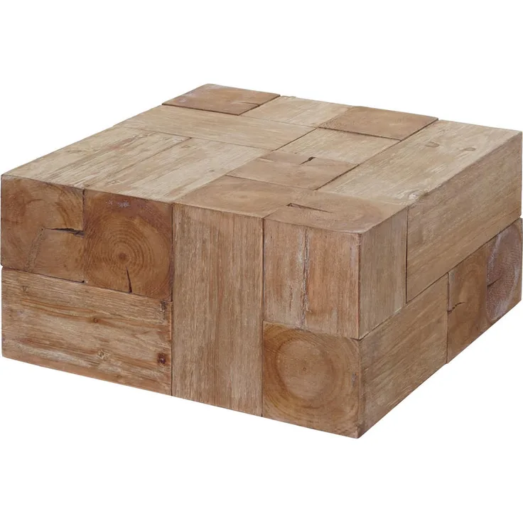 MCW Couchtisch, Echtholz in Braun, 60x30x60 cm, rustikales Design, komplett vormontiert