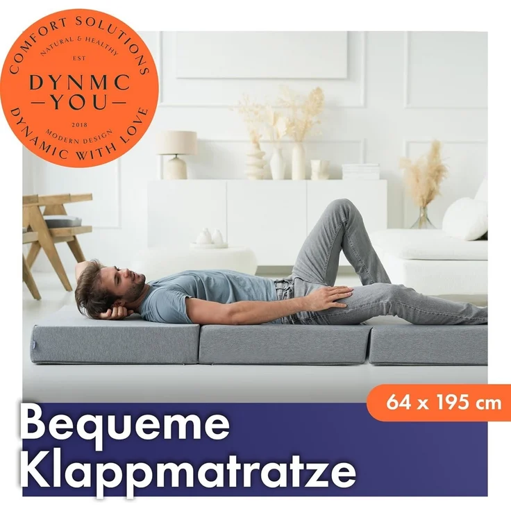 Klappmatratze Faltbar Extra Dick - Gästematratze Klappbar für Bequemen Schlaf - Gästebett Klappbar als Klappbett - Faltmatratze Indoor & Outdoor - Matratze Einfacher Aufbau - Reisematratze Futon – Bild 2