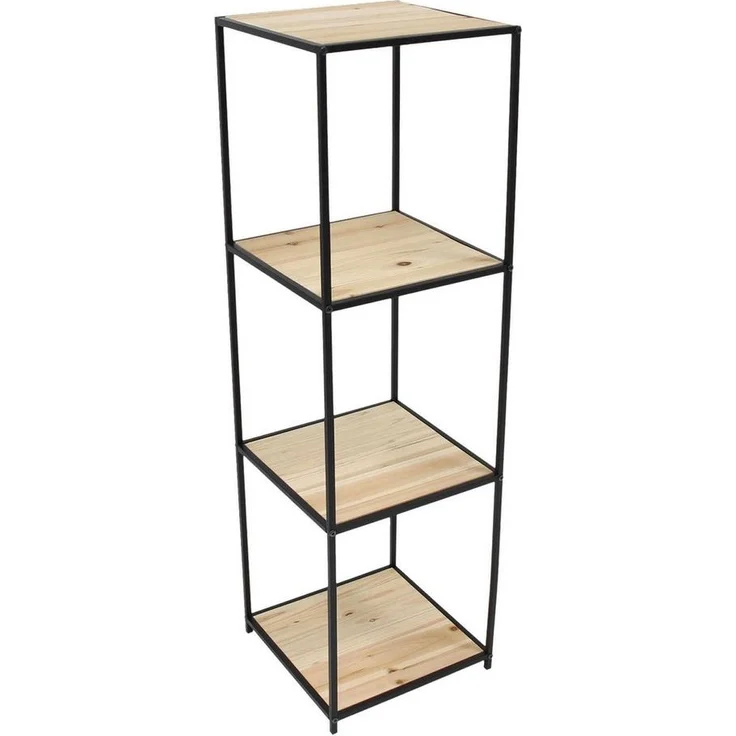 Dekoleidenschaft Standregal "Modern Living" Regal aus Holz & Metall, schwarz, 116 cm hoch, 4 Böden, Wohnzimmerregal, Bücherregal, Küchenregal, Badregal – Bild 5