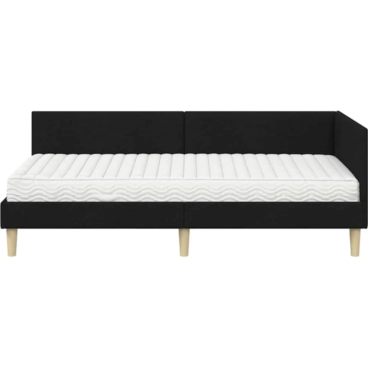 vidaXL Eckbettgestell mit Matratze 2 stk. Schwarz 90 x 190 cm Stoff 3393735 – Bild 5